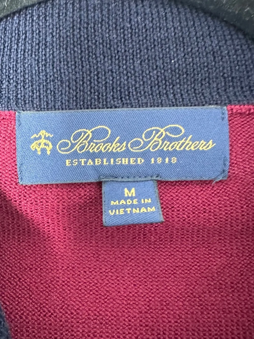 Brooks Brothers Mens Medium Merino Wool Burgundy Quarter Zip Sweater Used
